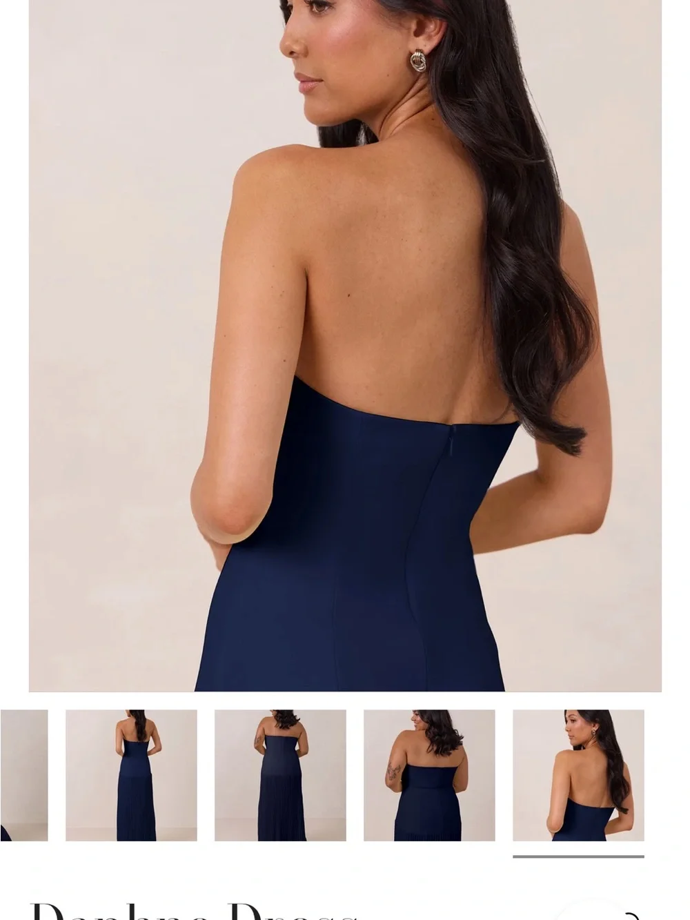 Park & Fifth Navy Strapless Pleated Maxi Dress - Picture 3 of 4